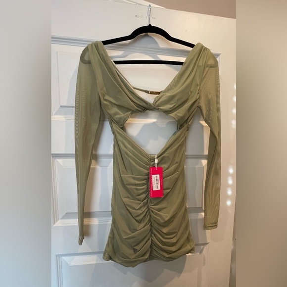 Beginning Boutique Green Mesh Mini Dress - Picture 3 of 3